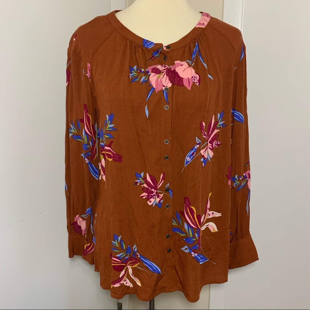 A.N.A. Long Sleeve Button Down Blouse